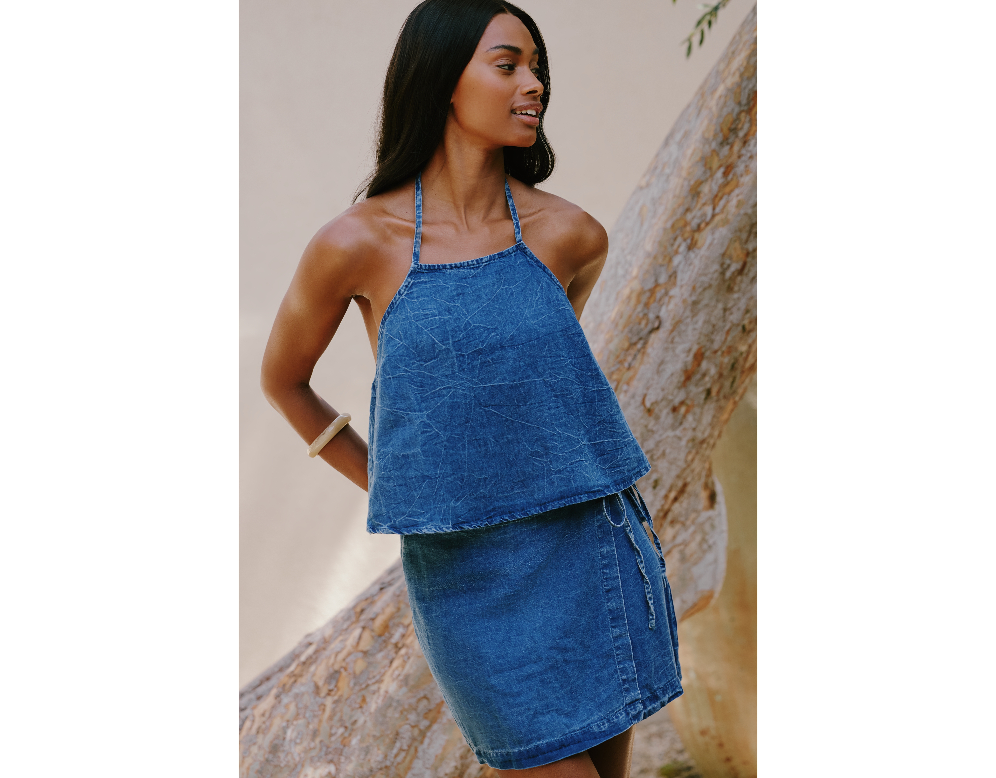 Vitamin A Willa Cotton Linen Wrap Mini Skirt