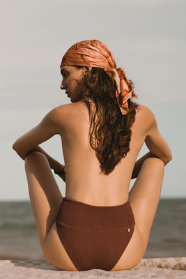 Textured Wave High-Waisted Bikini Bottoms