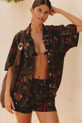 Malai Jade Oasis Twyla Buttondown Shirt In Black
