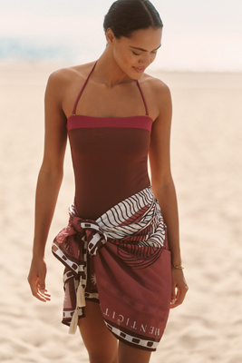 Malai Tropical Wine Maxi Sarong In Brown