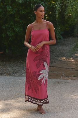 Stateside Tropical Floral Linen Maxi Dress | Anthropologie