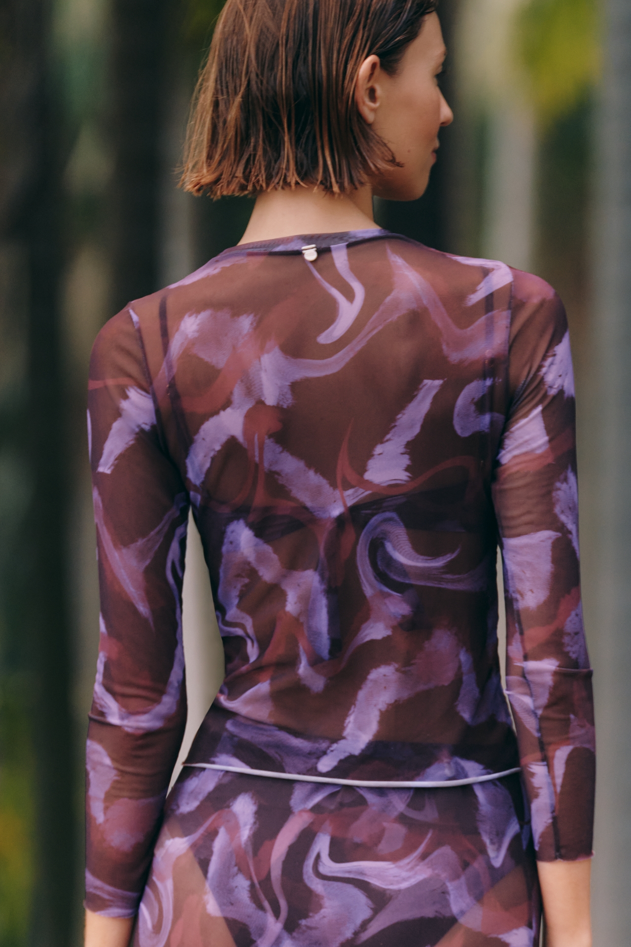 Malai Sleek Mesh Long Sleeve Top