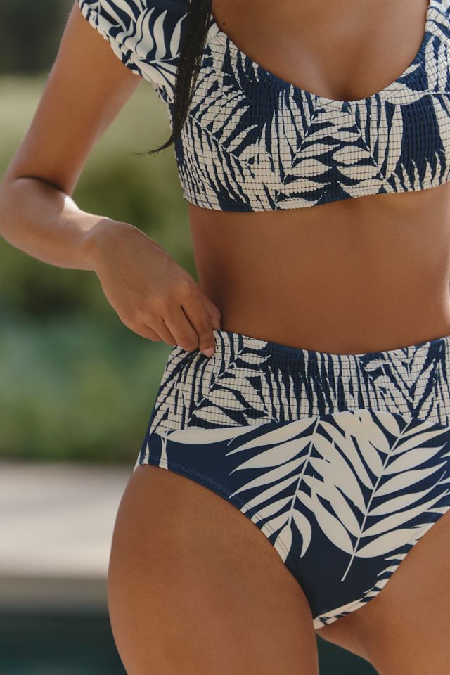 Hutch Marin Smocked High-Waisted Bikini Bottoms #1