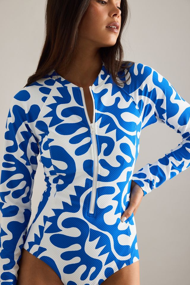 Sea Level Seascape Long-Sleeve One-Piece Swimsuit #3