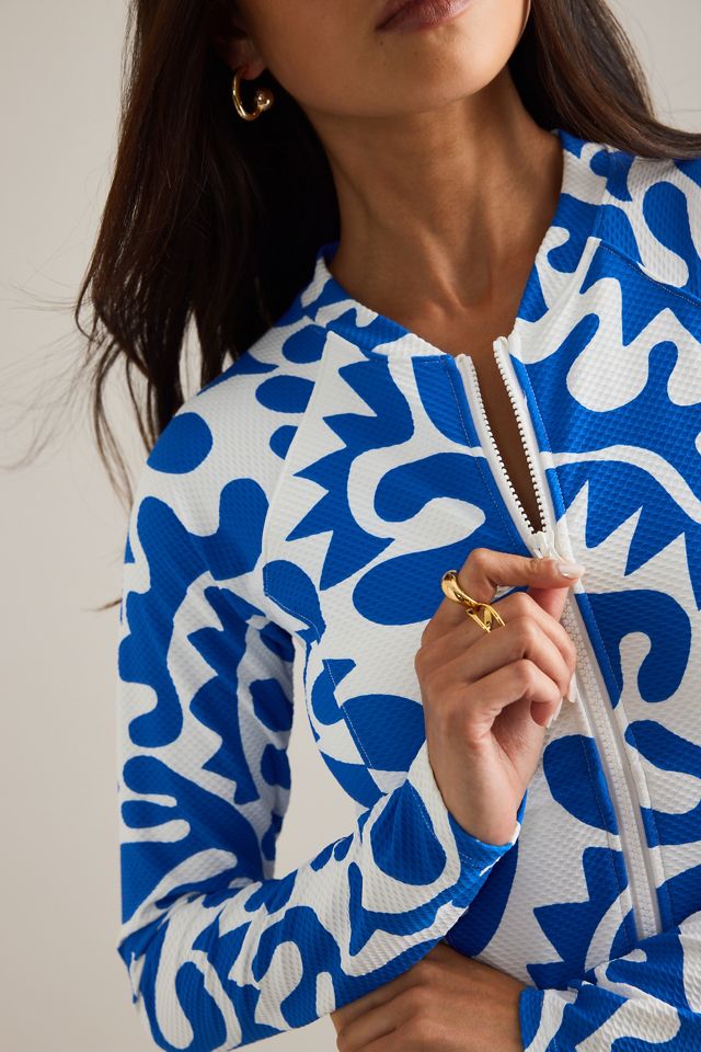 Sea Level Seascape Long-Sleeve One-Piece Swimsuit #4