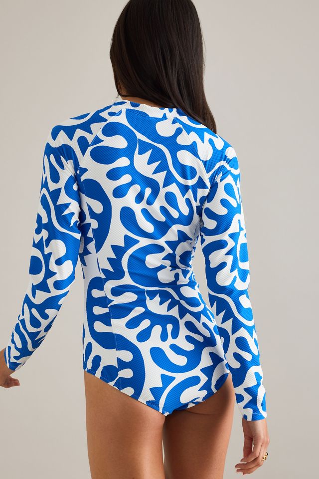 Sea Level Seascape Long-Sleeve One-Piece Swimsuit #1