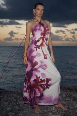 Sigal Halter Linen-cotton Maxi Dress In Multicolor