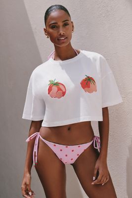 SIGAL x Anthropologie Tomato Embroidered Tee