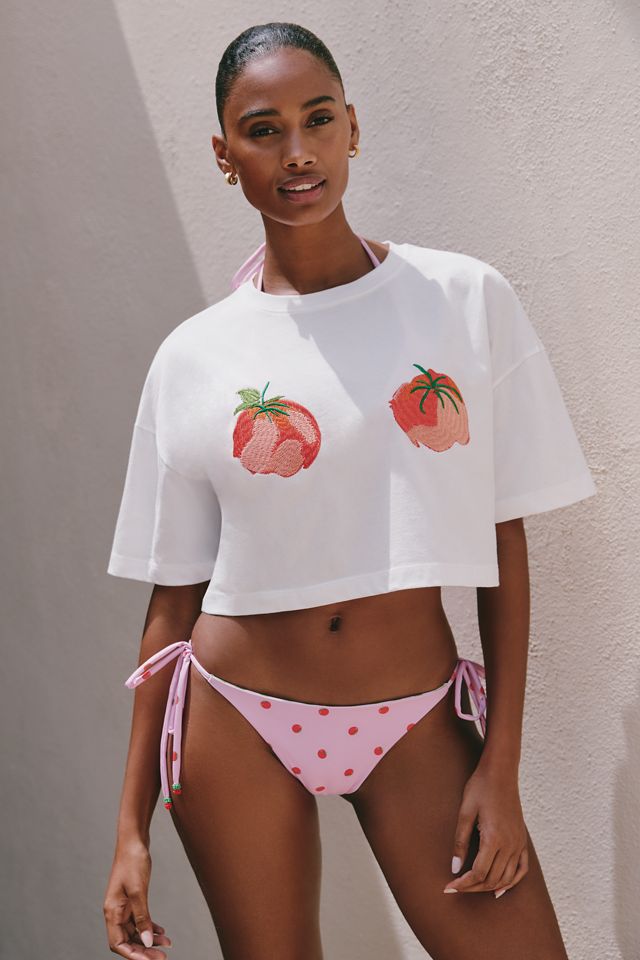SIGAL x Anthropologie Tomato Embroidered Tee | Anthropologie