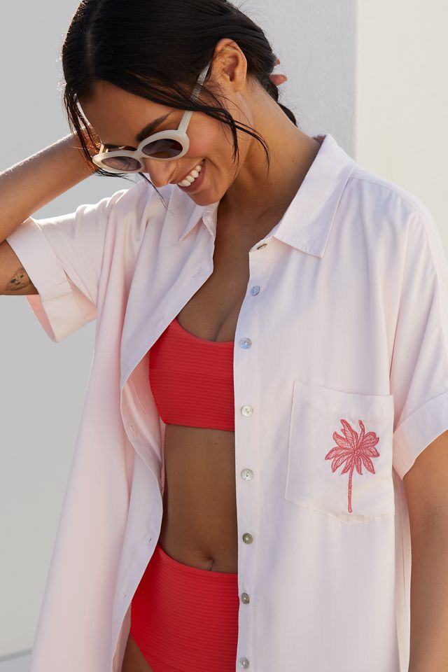 Citrine Swim Breaker Button-Front Mini Dress #1