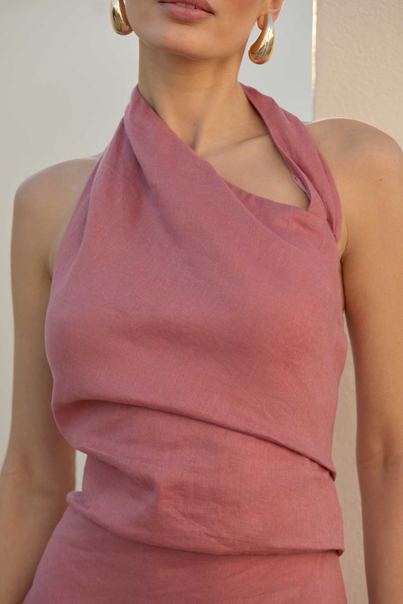 AZULU Picaria Halter Linen Maxi Dress