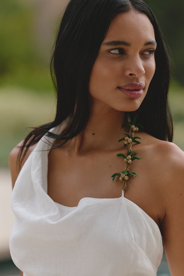 AZULU Zane Asymmetric Embellished Linen Jumpsuit #3