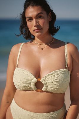 Montce Plus Avocado Floral Tori Ties Bandeau Bikini Top