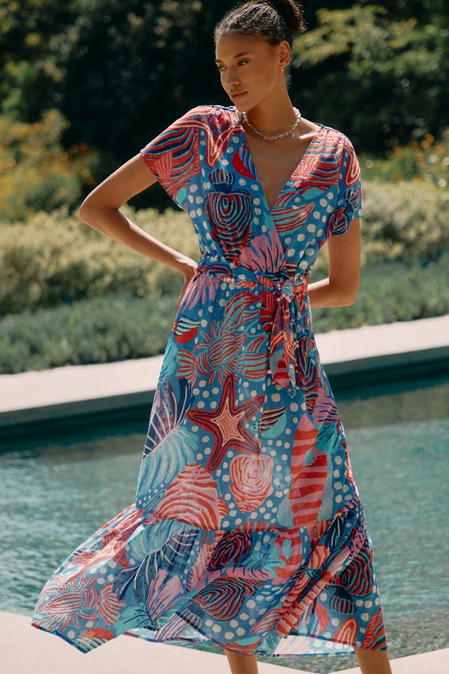Farm Rio V-Neck Printed Wrap Dress | Anthropologie