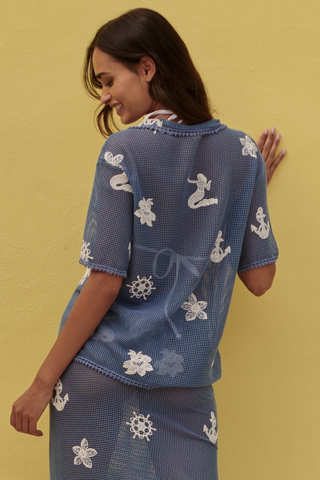 Agua Bendita Axel Mesh Buttondown Shirt | Anthropologie