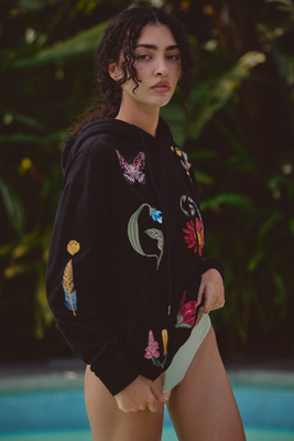 Agua Bendita Nakia Embroidered Hooded Sweatshirt In Multi