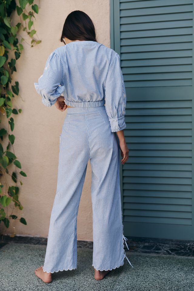 Agua Bendita Oprah Embroidered Tie-Up Pants | Anthropologie