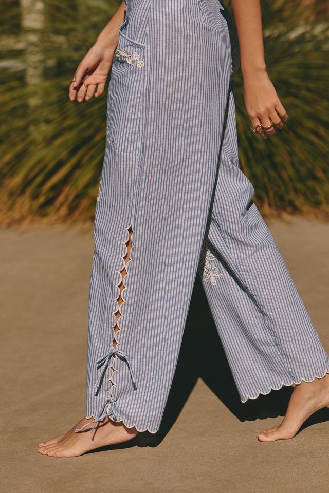 Agua Bendita Oprah Embroidered Tie-Up Pants | Anthropologie