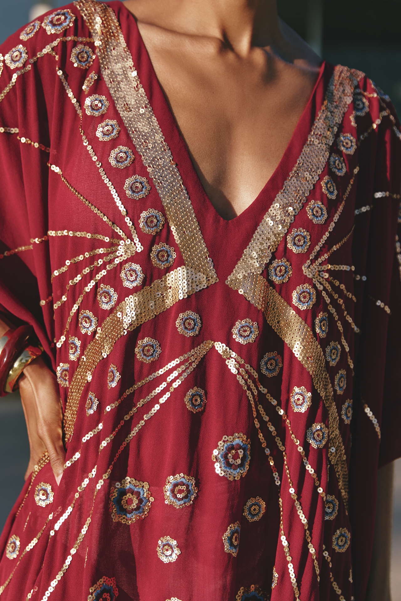 Agua Bendita x Anthropologie Maxine Embellished Tunic Dress