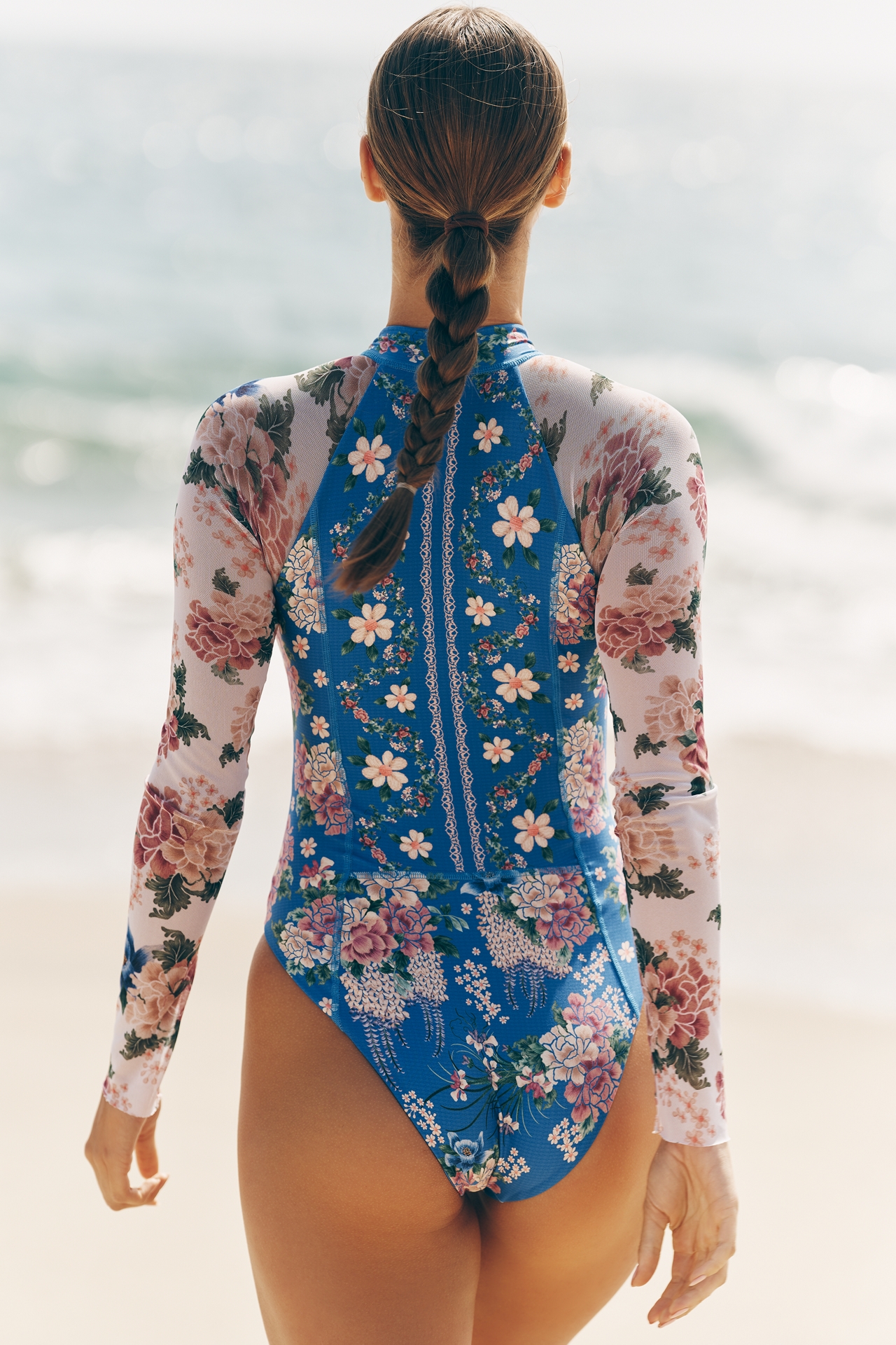 Agua Bendita Monti Long-Sleeve One-Piece Swimsuit