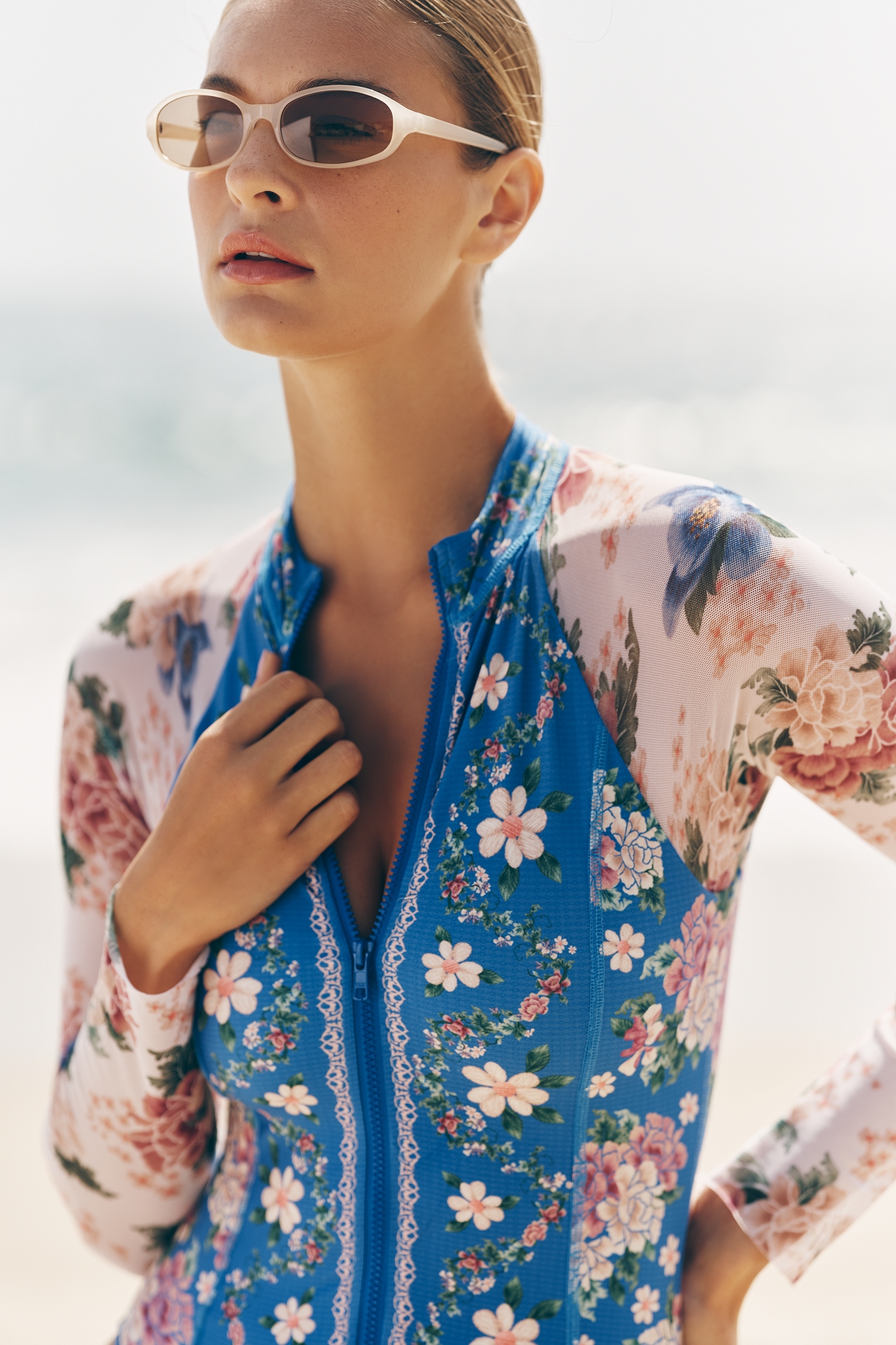 Agua Bendita Monti Long-Sleeve One-Piece Swimsuit