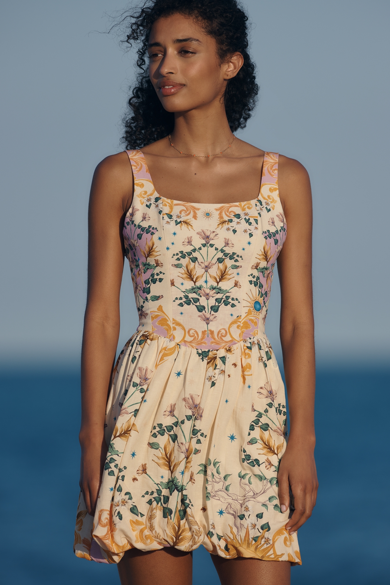 Agua Bendita Stella Sleeveless Square-Neck Mini Dress