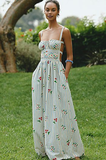 spring vacation dresses Hot Pink Eyelet Maxi Dress Wedding Guest Women's Summer Party Formal V Neck Hollow Out A Line Puff Sleeve High Waist Flared Woven Fabric Re,S purple/white Best Spring Vacation Dresses 2024: