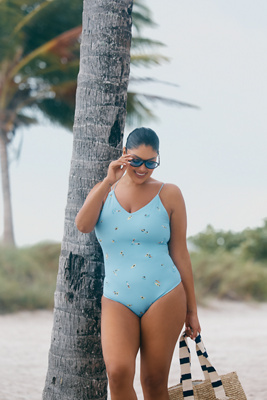 En Saison Zoey Plus V-Neck One-Piece Swimsuit | Anthropologie