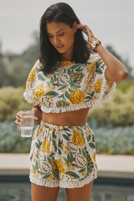 Farm Rio Briba Linen Shorts | Anthropologie