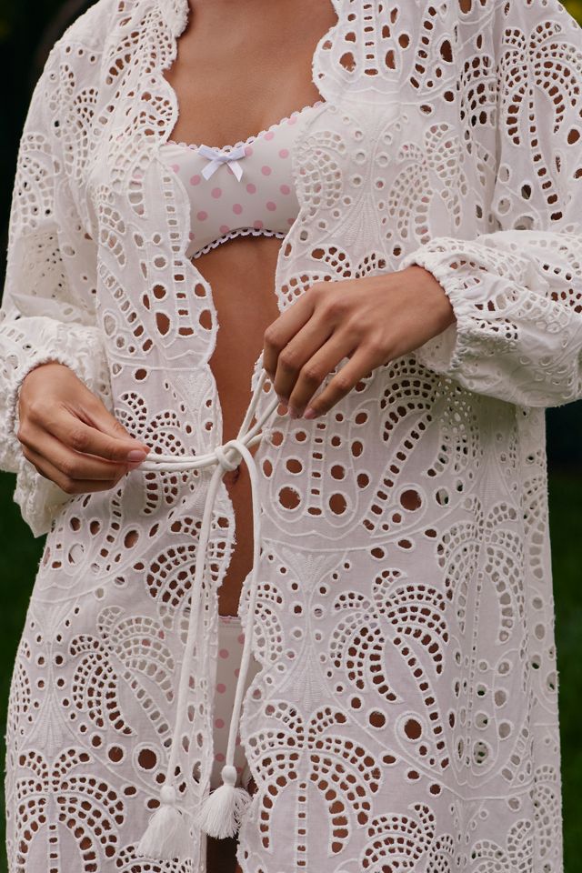 Farm Rio Long-Sleeve Lace Duster Robe #2