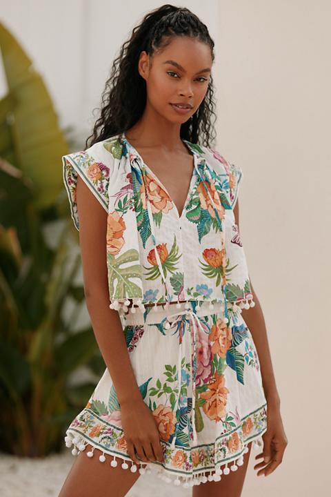 Farm Rio Sweet Bloom Tassel Pull-On Shorts