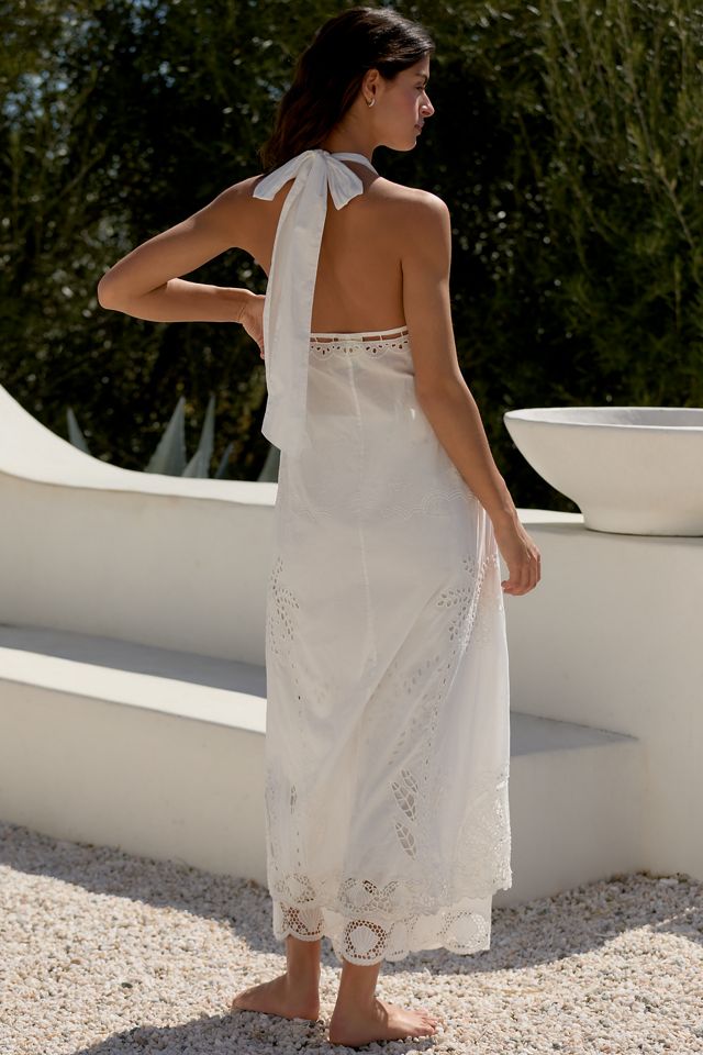 Farm Rio Palm Trees Halter Eyelet Top #2