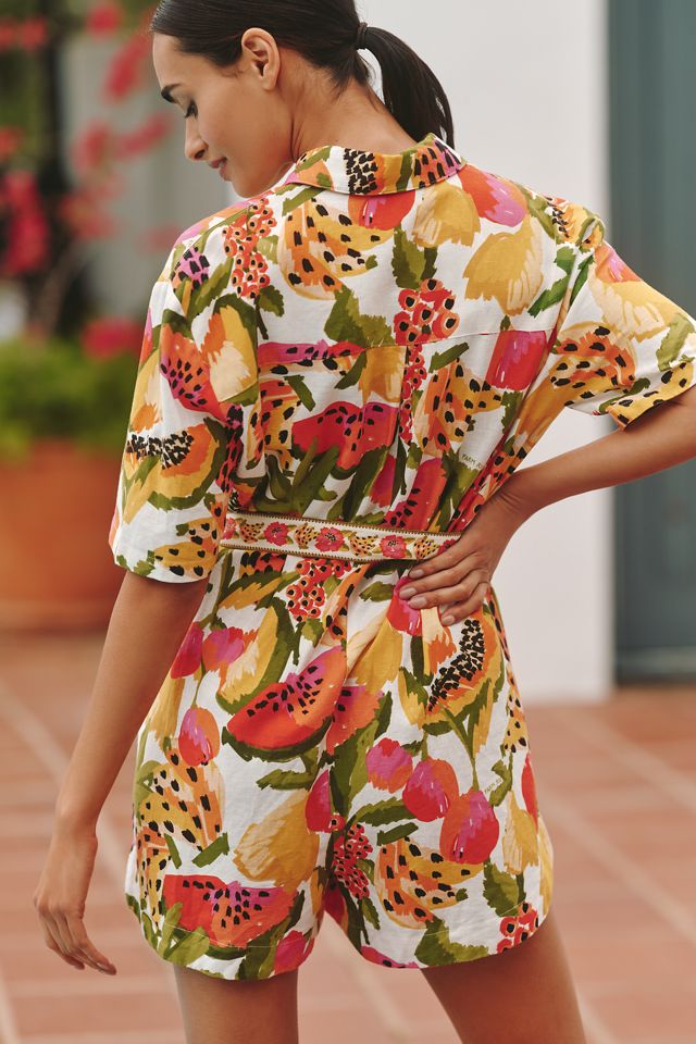 Farm Rio Paradise Short-Sleeve Romper #1