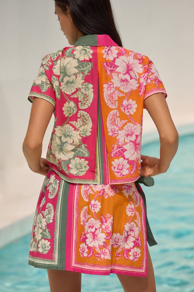 Farm Rio Floral Elegance Short-Sleeve Buttondown Shirt #2