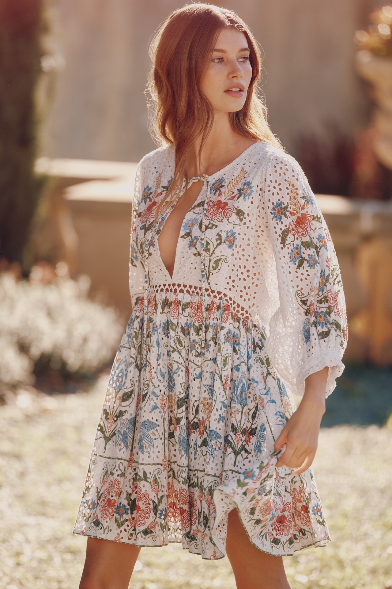 Farm Rio Stitched Garden Mini Dress