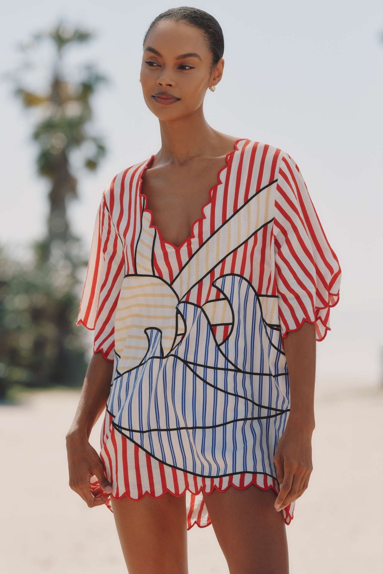 Farm Rio Navy Stripes Mini Dress