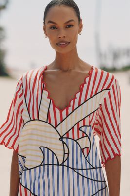 Farm Rio Navy Stripes Mini Dress