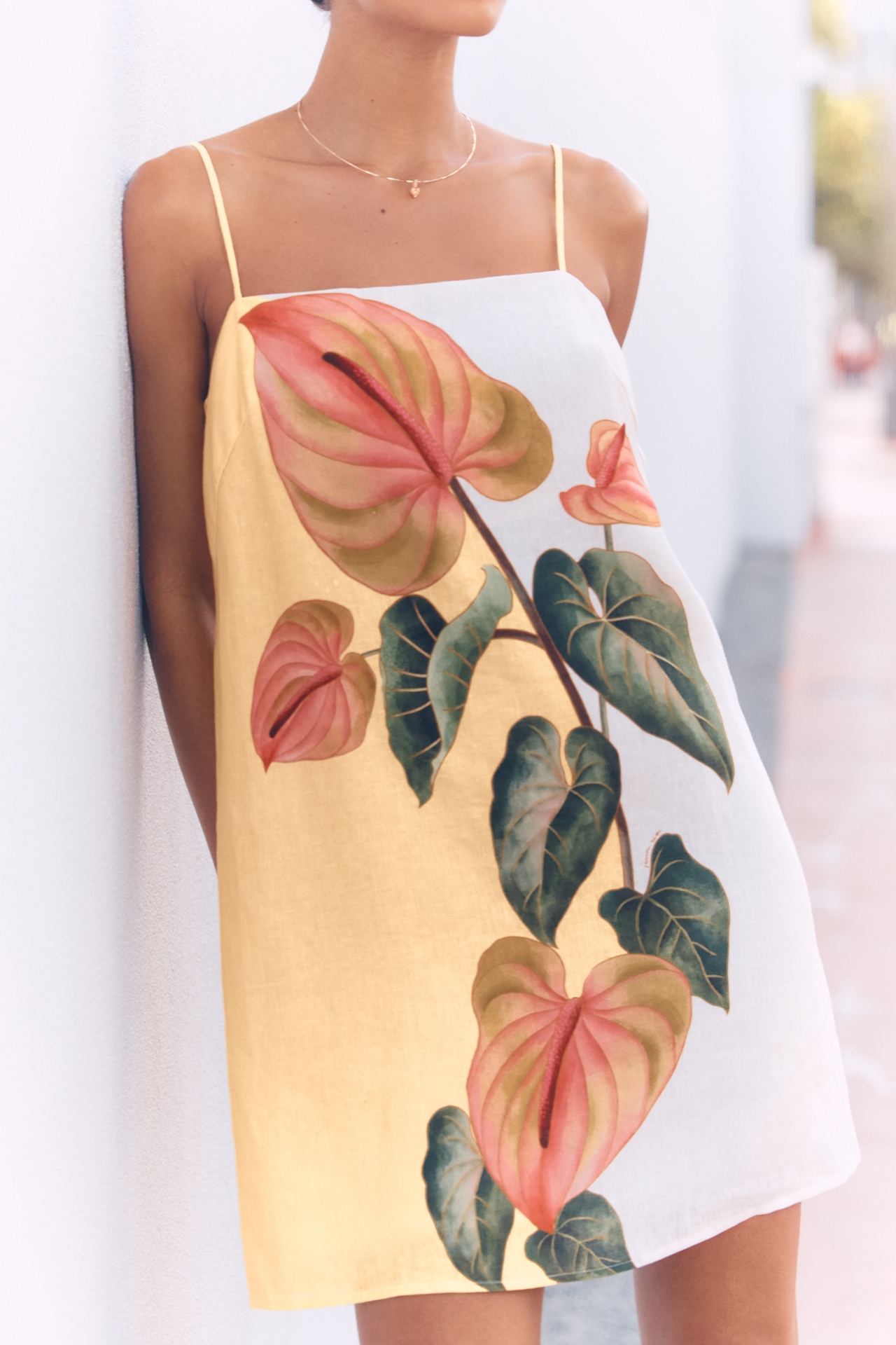 Farm Rio Anthurium Linen Mini Dress