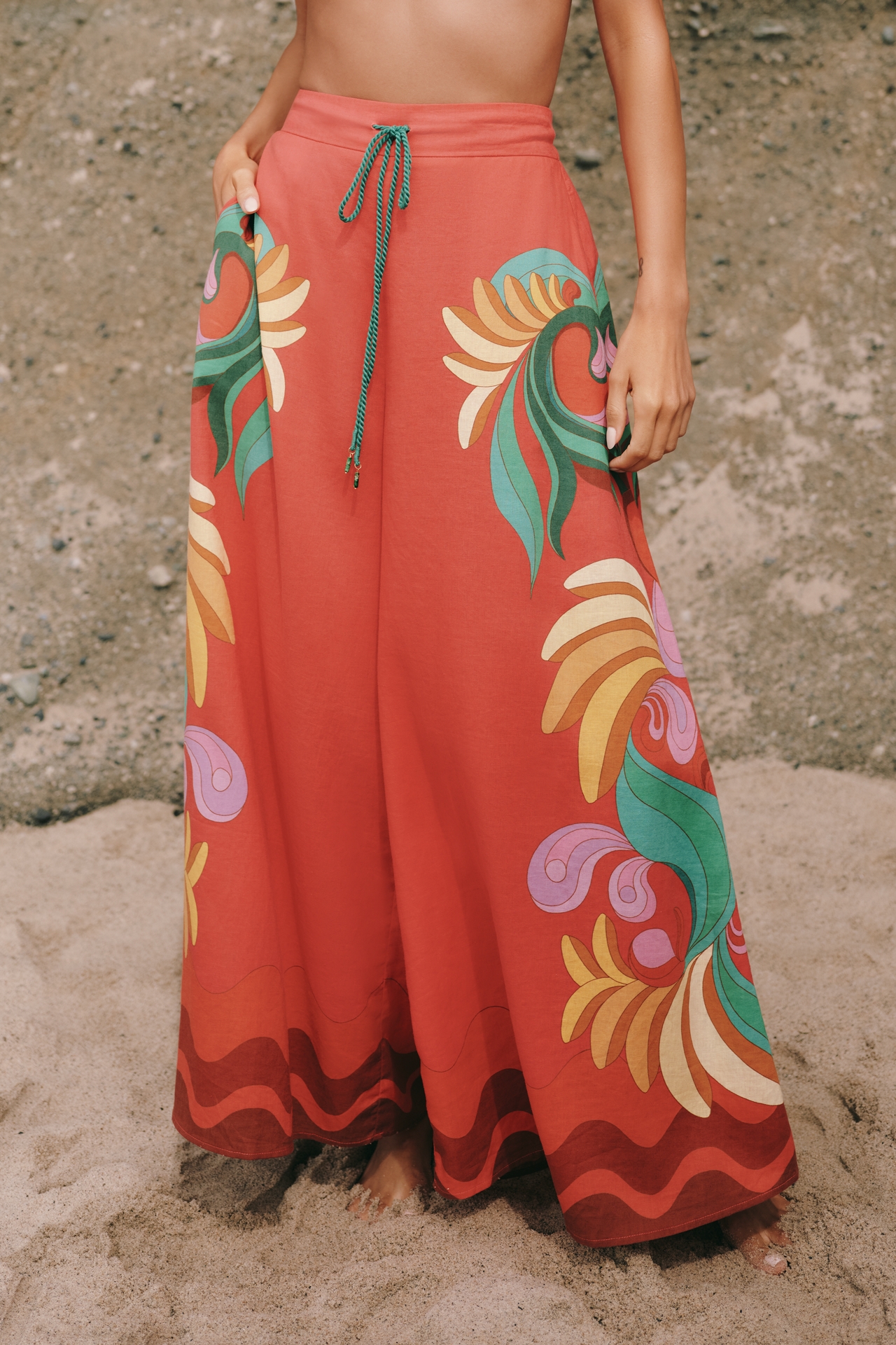 Farm Rio Wide-Leg Drawstring Pants