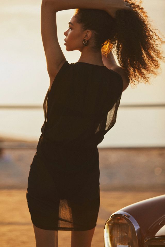 Sanctuary Faux Wrap Mesh Cover-Up Dress #1