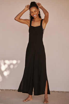 Sanctuary Linen Cotton Jumpsuit In Black