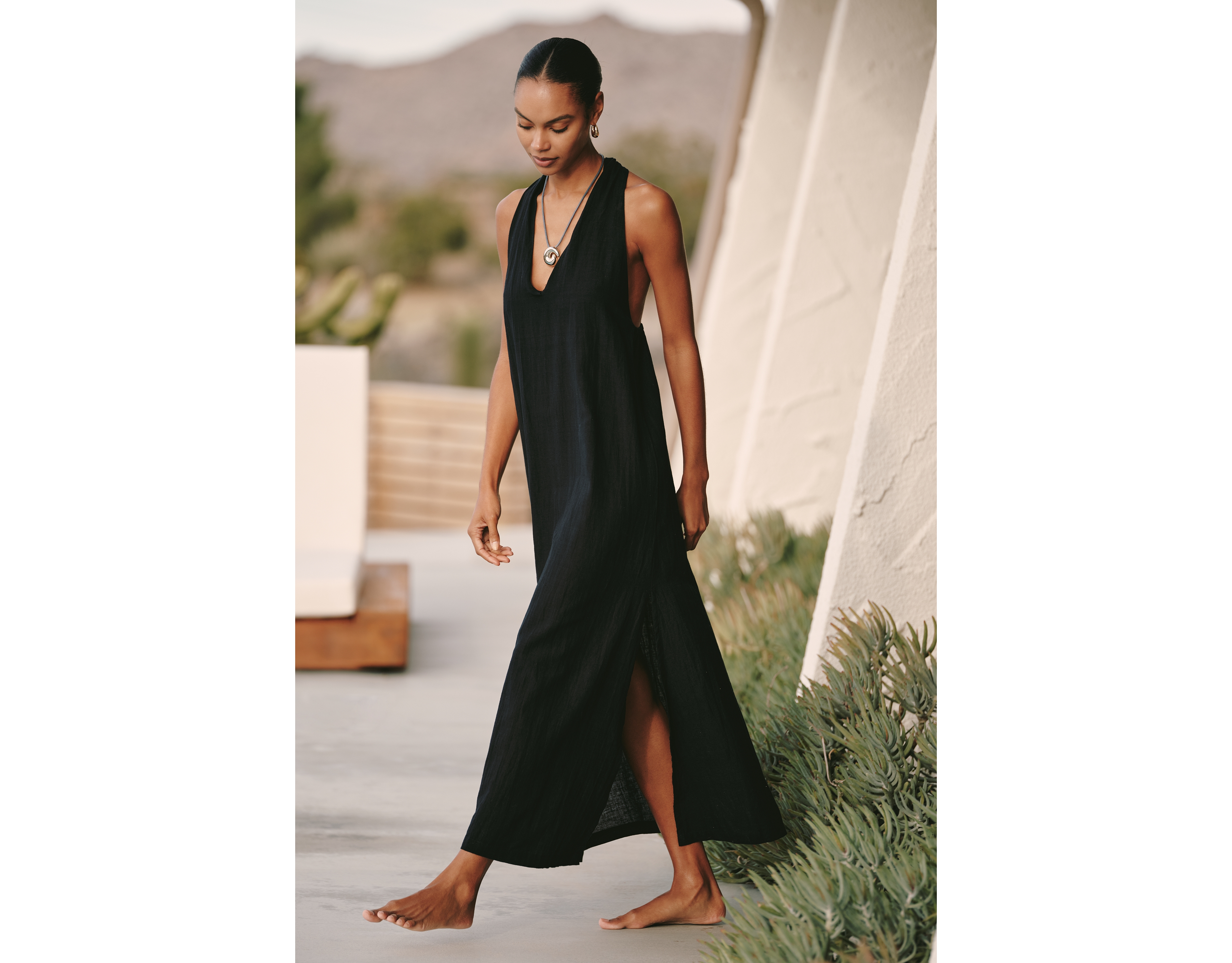 Sanctuary Cotton Linen Twist Maxi Dress