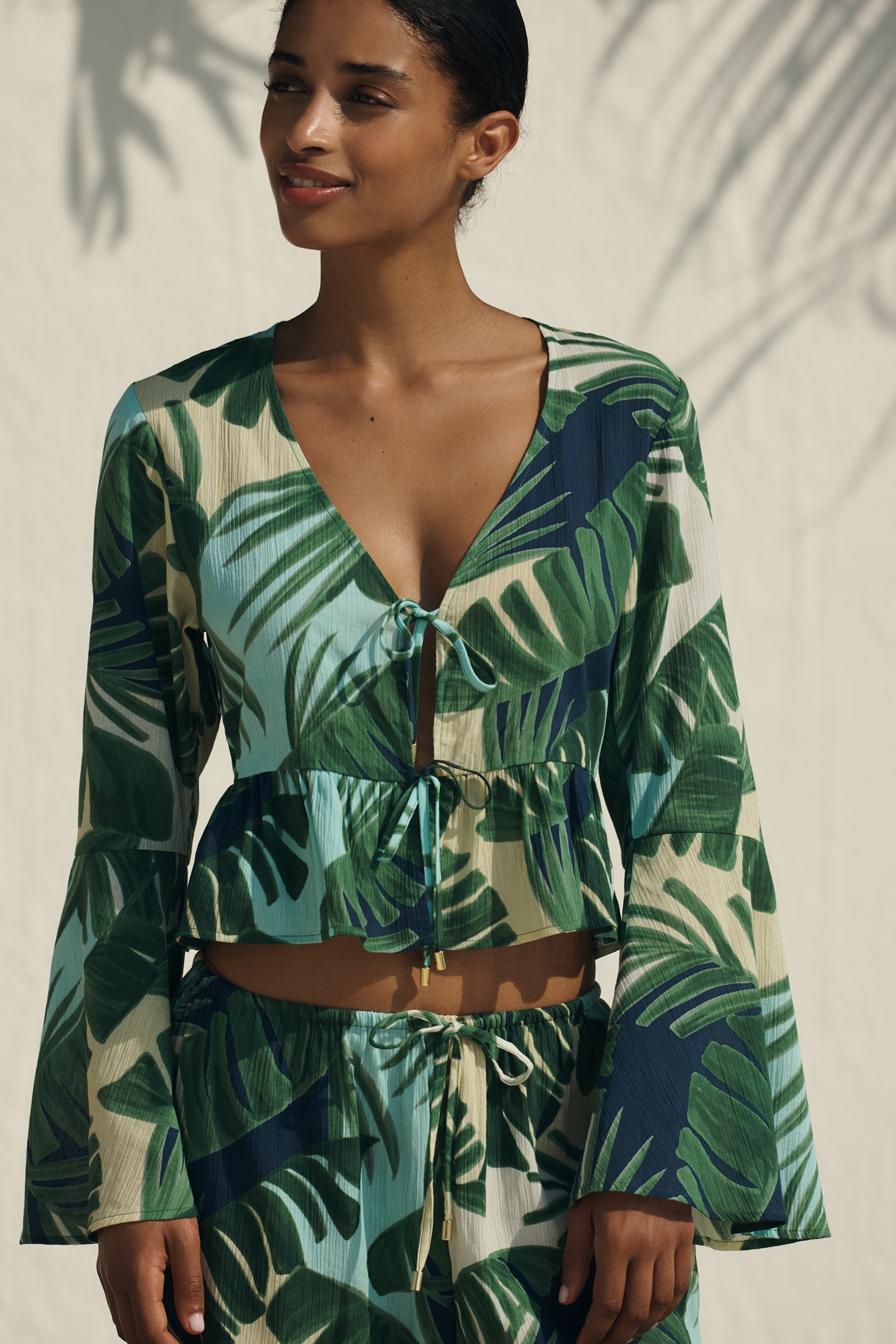 Sanctuary Ruffle Tie-Front Cover-Up Top