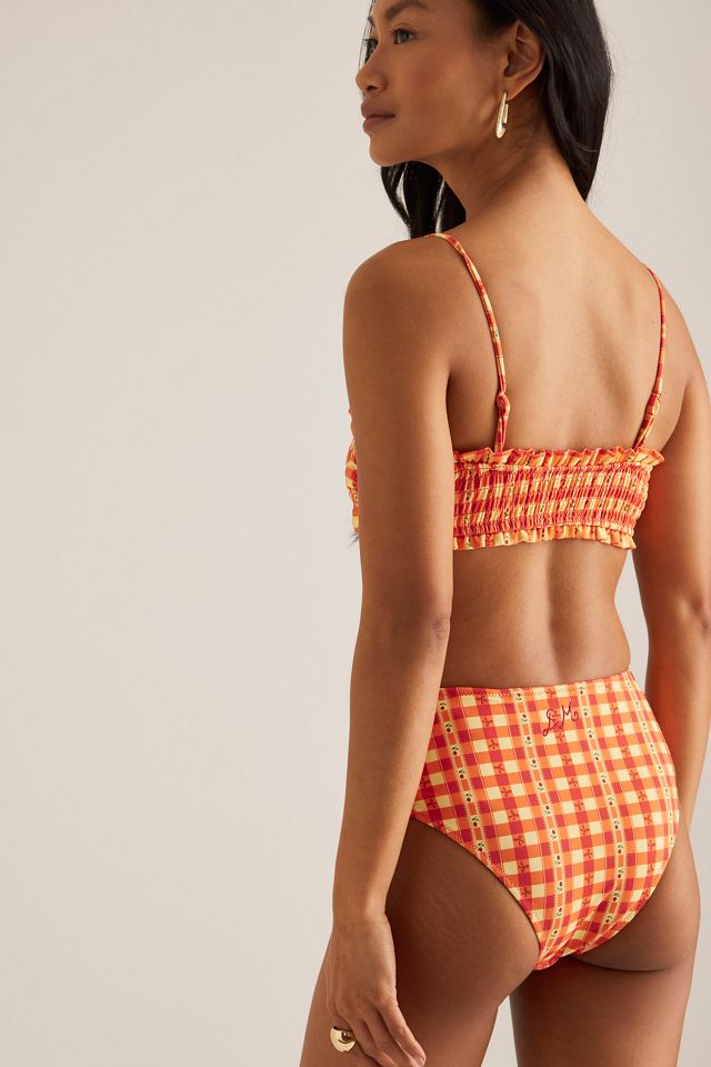 Damson Madder Jezebel Shirred Bow High-Waisted Bikini Bottoms #2