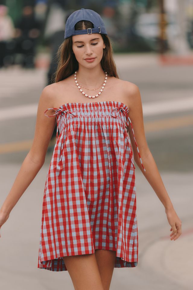 Damson Madder Lilo Smocked Mini Swing Dress | Anthropologie
