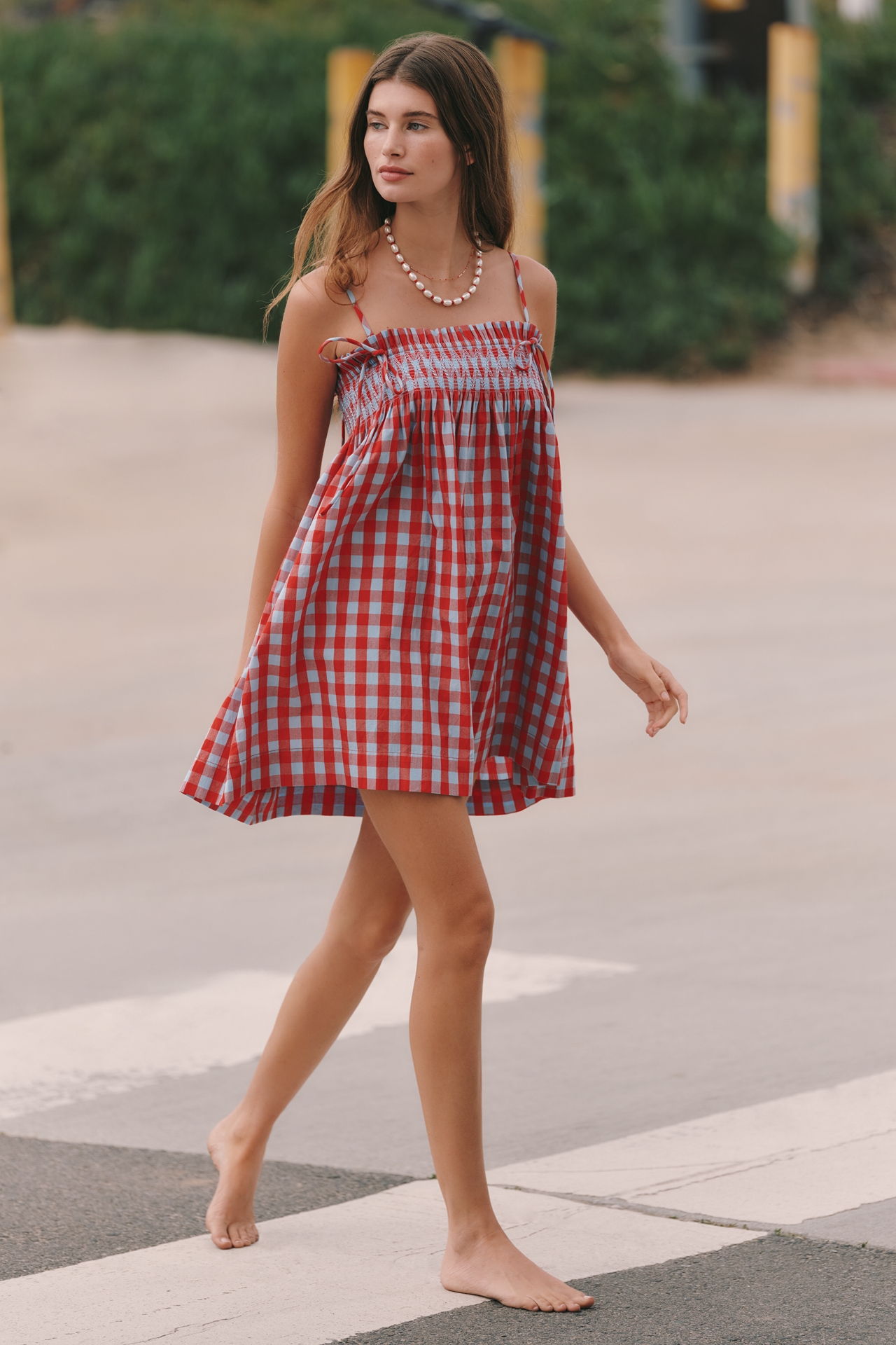 Damson Madder Lilo Smocked Mini Swing Dress