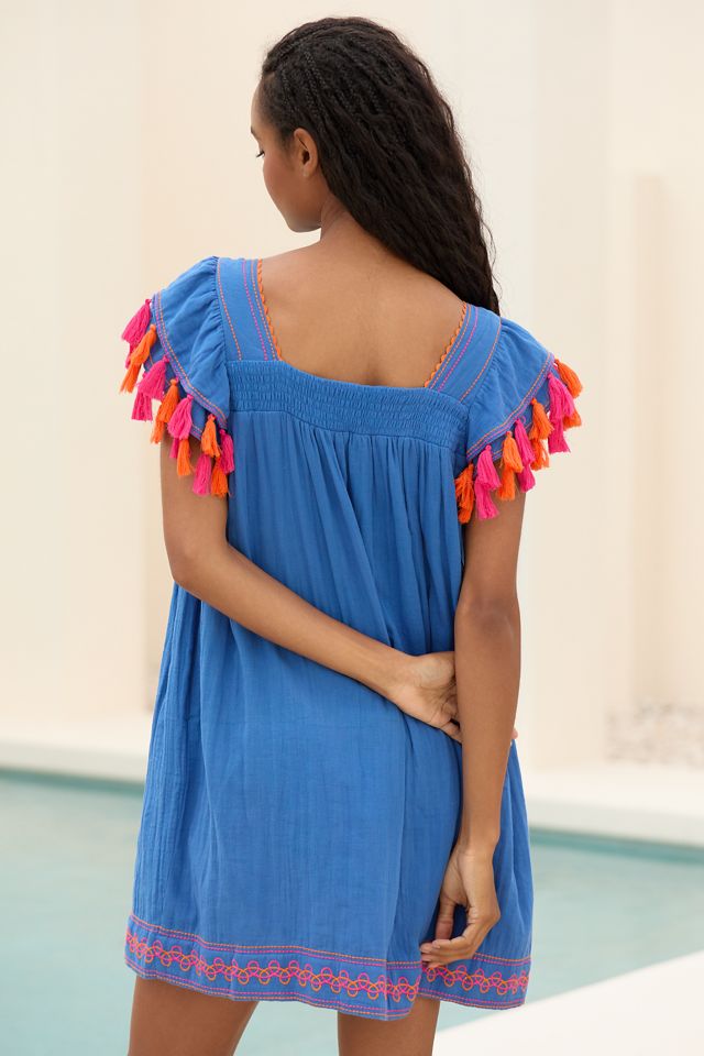 Mer St. Barth Sandrine Square-Neck Tassel Mini Dress #1