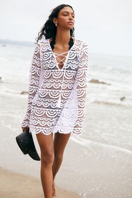 PQ Swim Noah Sheer Lace Tunic Mini Dress