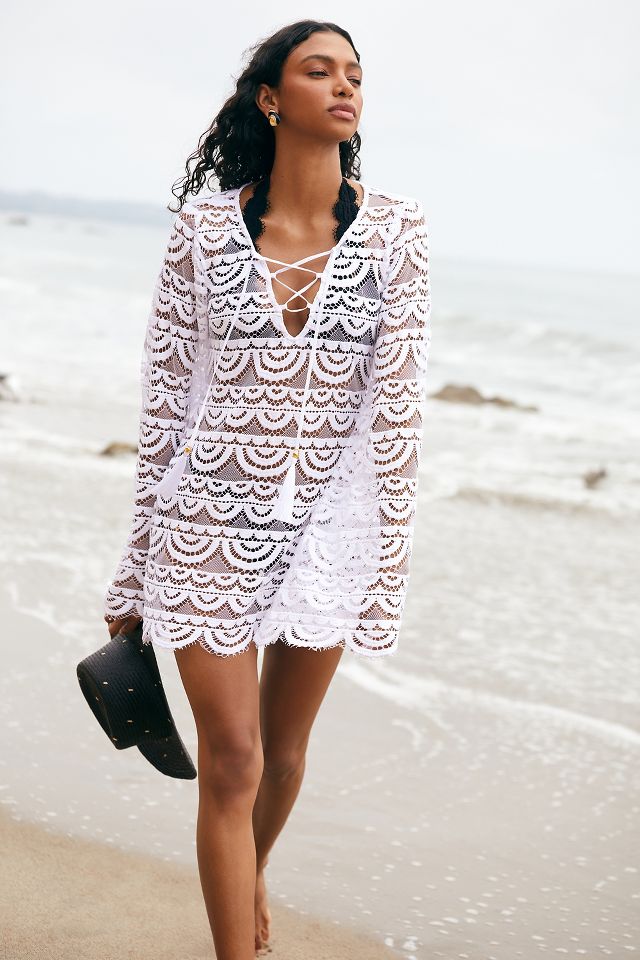 PQ Swim Noah Sheer Lace Tunic Mini Dress