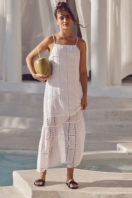 Shop Pq Swim Eyelet Midi Dress In White